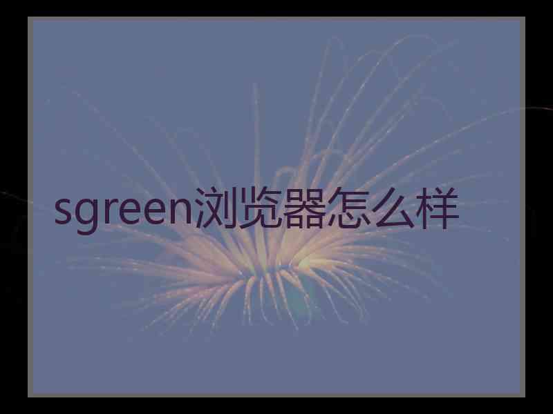 sgreen浏览器怎么样